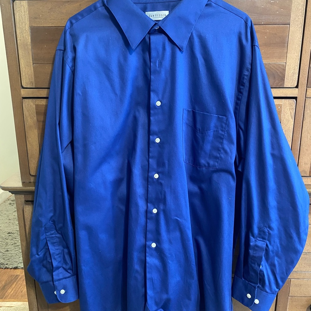 Van Heusen Royal Blue Dress Shirt, size XX. Neck 18